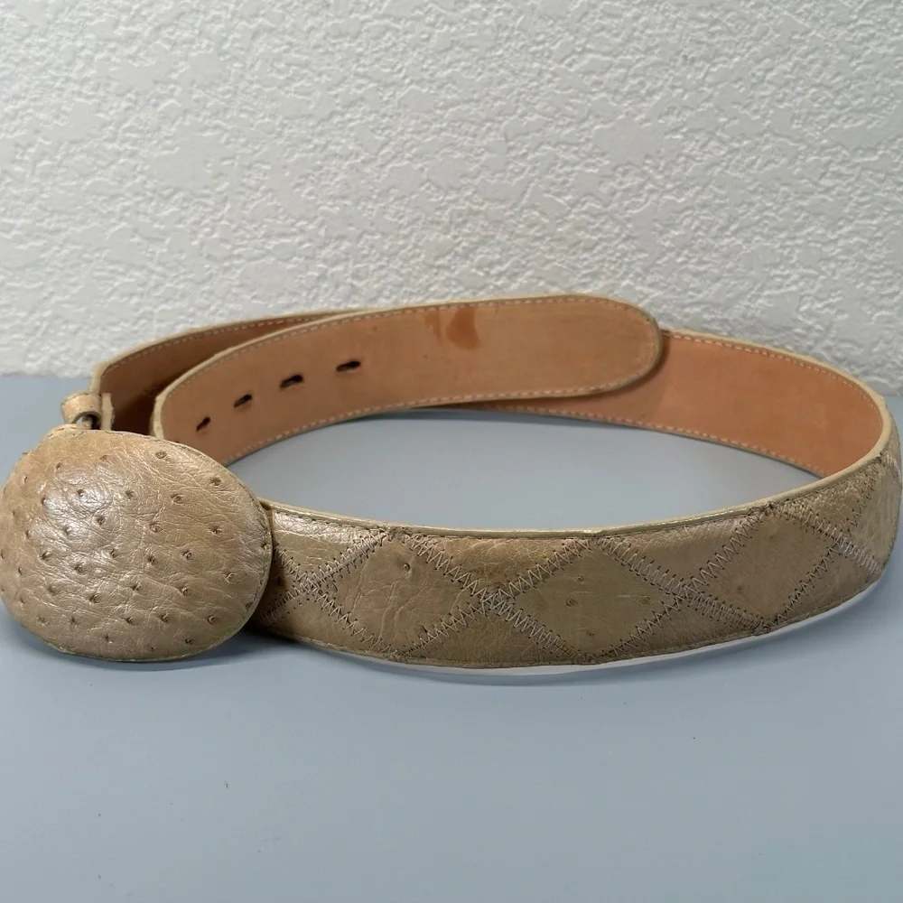 Genuine Full-quill Ostrich leather Wester-style Belt Women's  US 10 NWOT Rodeo